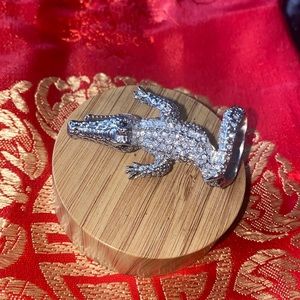 Unique silver alligator statement ring